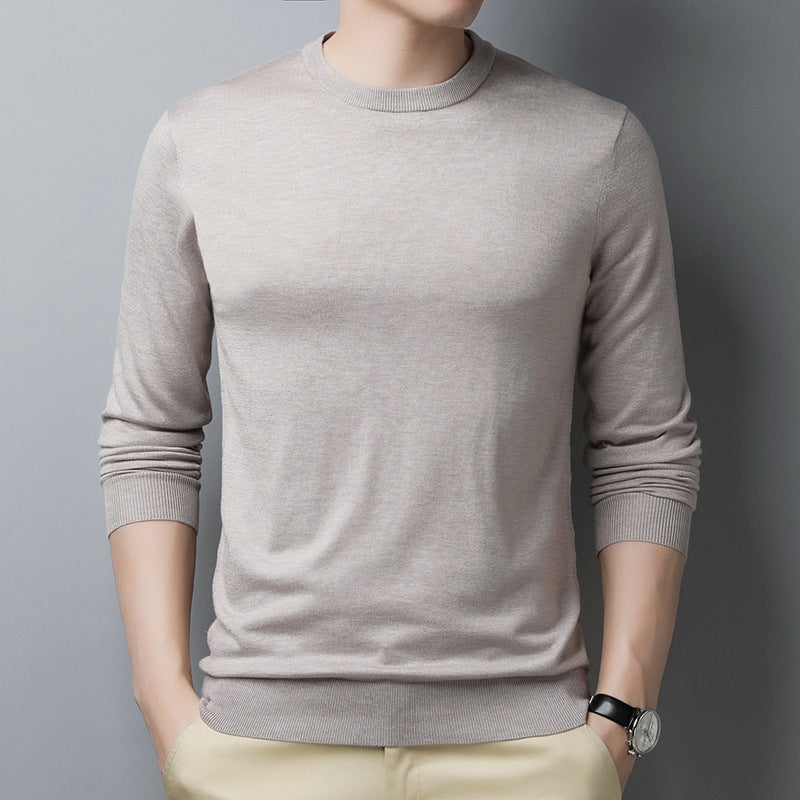 EB | Langarm T-Shirt Slim Fit Wolle Seide Rundhalsausschnitt mit Rippbündchen