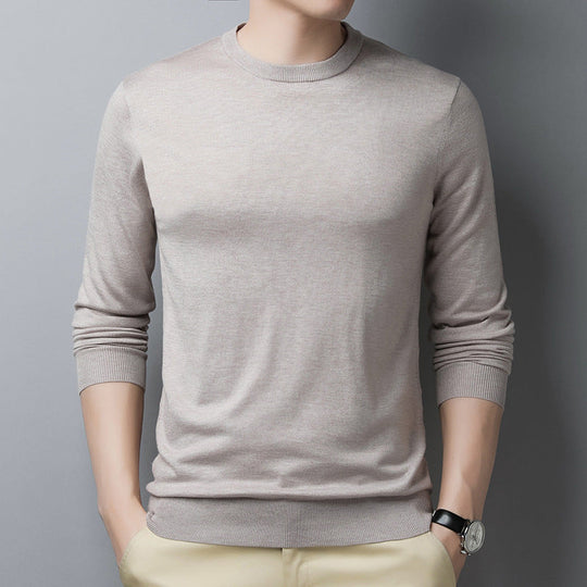 EB | Langarm T-Shirt Slim Fit Wolle Seide Rundhalsausschnitt mit Rippbündchen