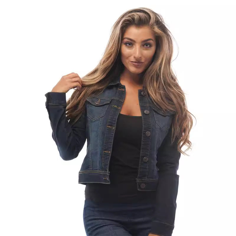 Damen klassische Denim-Jacke im modischen Schnitt mit Knopfdetails EB