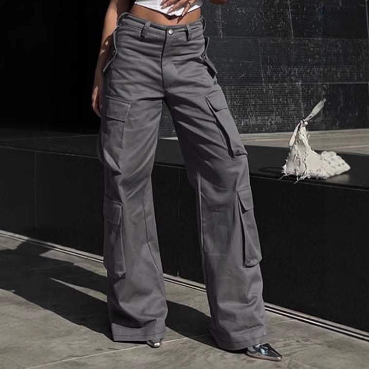 Damen Cargo-Hose mit breitem Schnitt und funktionalen Taschen EB