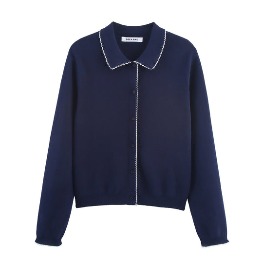 Damen Strickjacke mit eleganter Bubikragen und feinen Knopfdetails EB