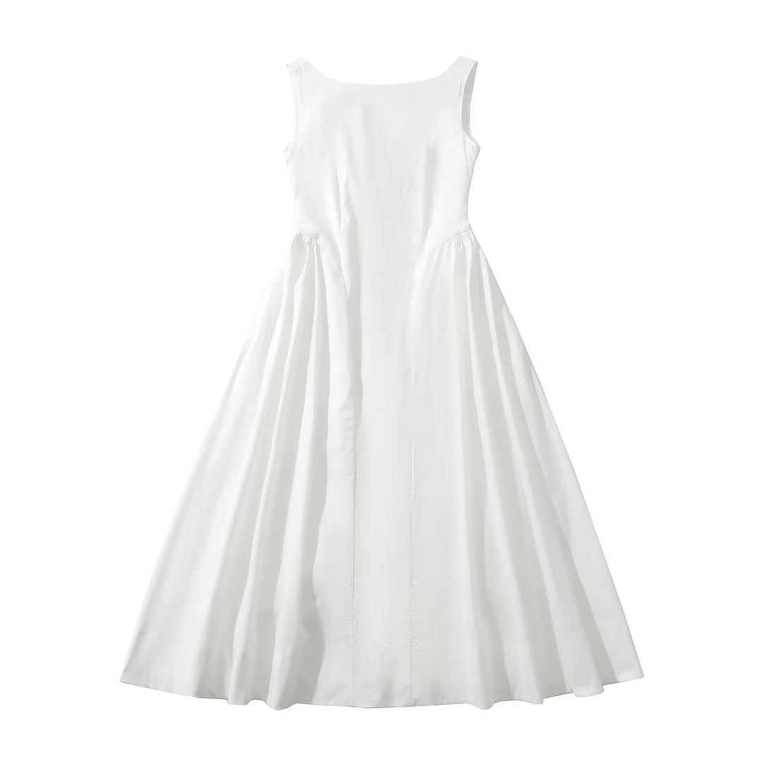 Damen Maxikleid mit elegantem, fließendem Schnitt und Rundhalsausschnitt EB