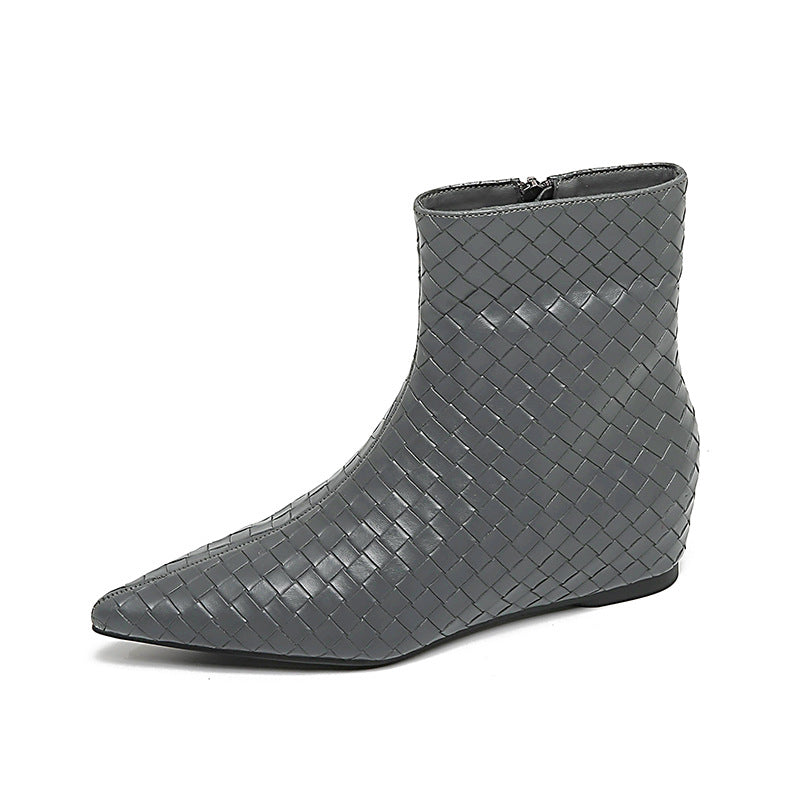 Damen modische Ankle Boots mit geflochtenem Design und eleganter Keilsohle EB