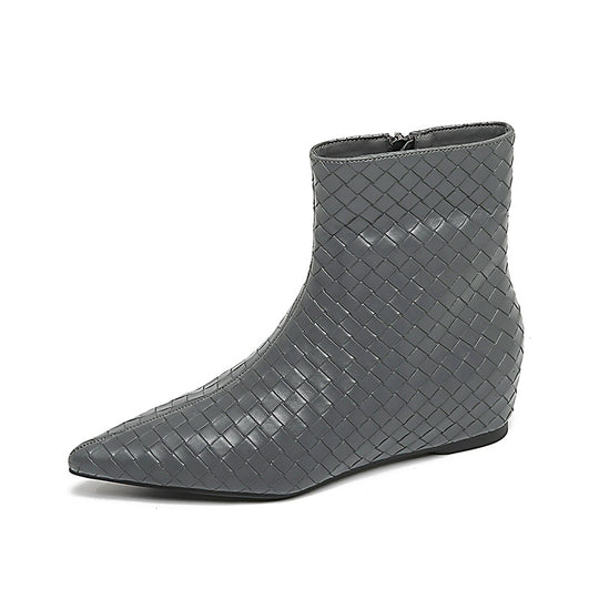 Damen modische Ankle Boots mit geflochtenem Design und eleganter Keilsohle EB