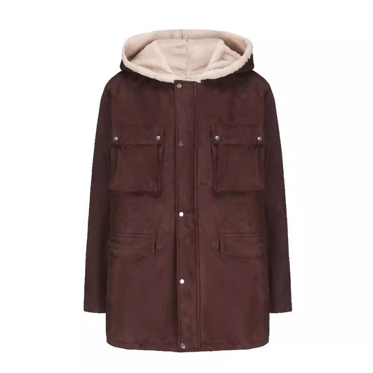 Damen modische Jacke mit weichem Futter und praktischen Taschen EB