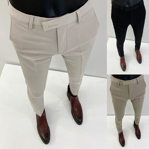 Herren nan schlanke elegante Anzughose mit Stretchbund, Bügelfalte und schmal zulaufendem Bein EB