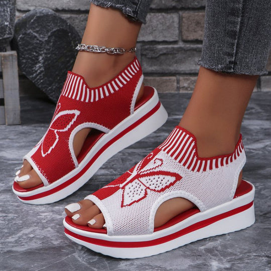 Damen bequeme Freizeit-Sandalen mit atmungsaktivem Netzdesign und floralem Akzent EB