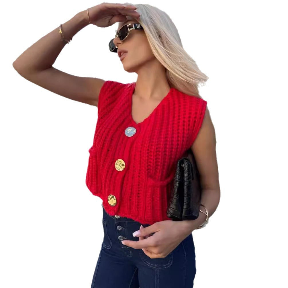 Damen Strickweste mit Taschen EB