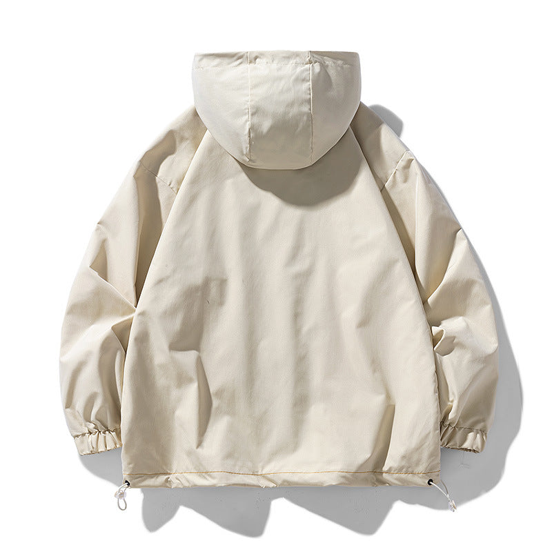 Herren winddichte praktische Outdoor-Jacke mit verstellbarer Kapuze und großen Taschen EB