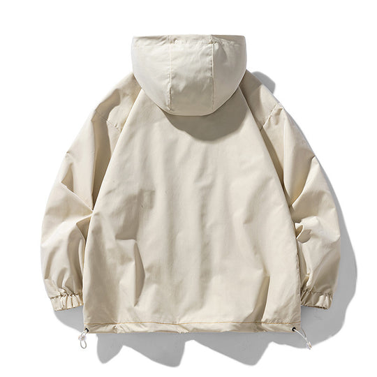 Herren winddichte praktische Outdoor-Jacke mit verstellbarer Kapuze und großen Taschen EB