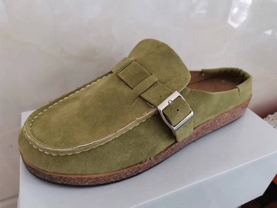 Damen Mokassin-Mule mit verstellbarer Schnalle und Kork-Plateau EB