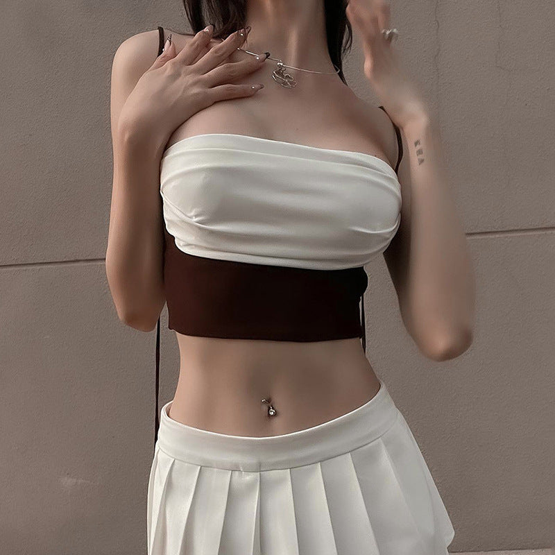 Damen modisches Trägershirt mit asymmetrischem Design und Raffungen EB