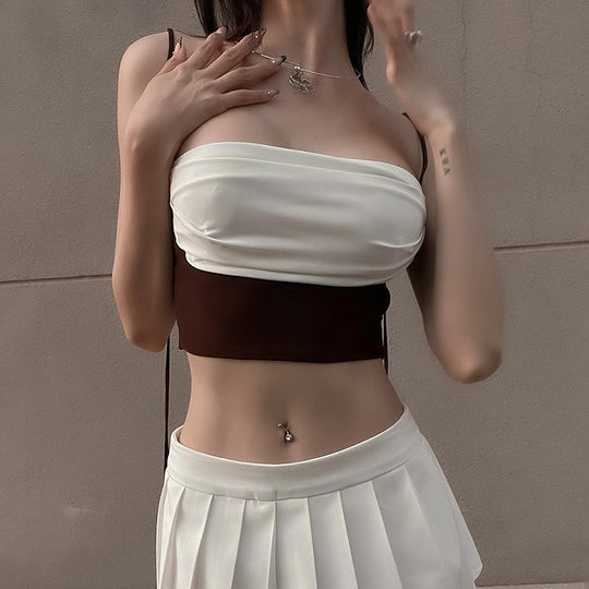Damen modisches Trägershirt mit asymmetrischem Design und Raffungen EB