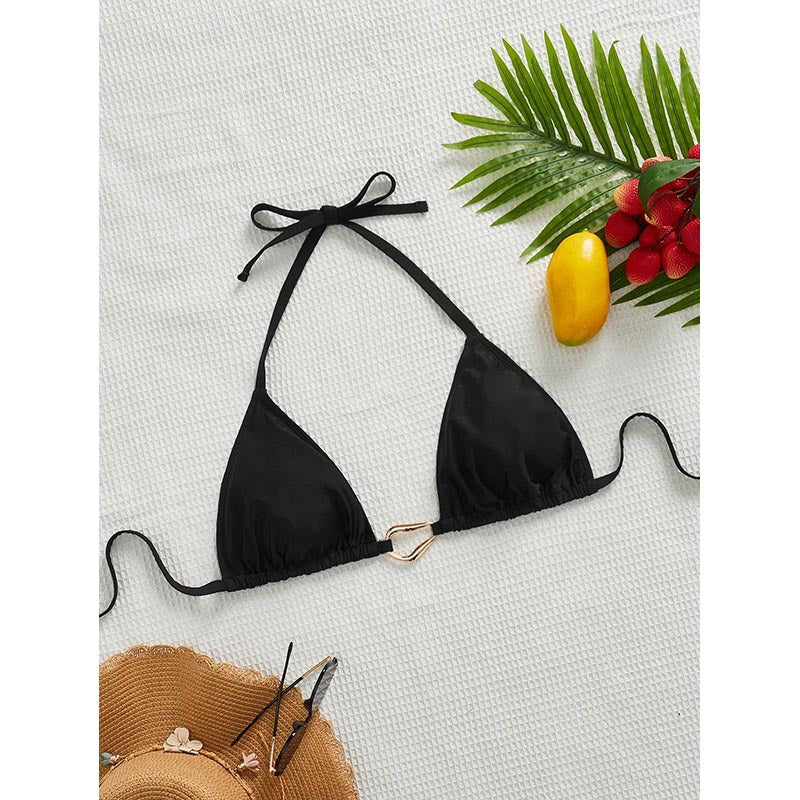 Damen Triangel-Bikinioberteil mit verstellbaren Trägern und elegantem Goldverschluss EB