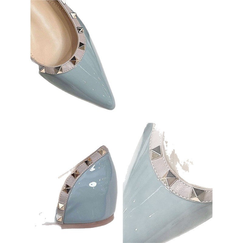 Damen spitze Slingback-Pumps aus hochwertigem Glanzmaterial EB