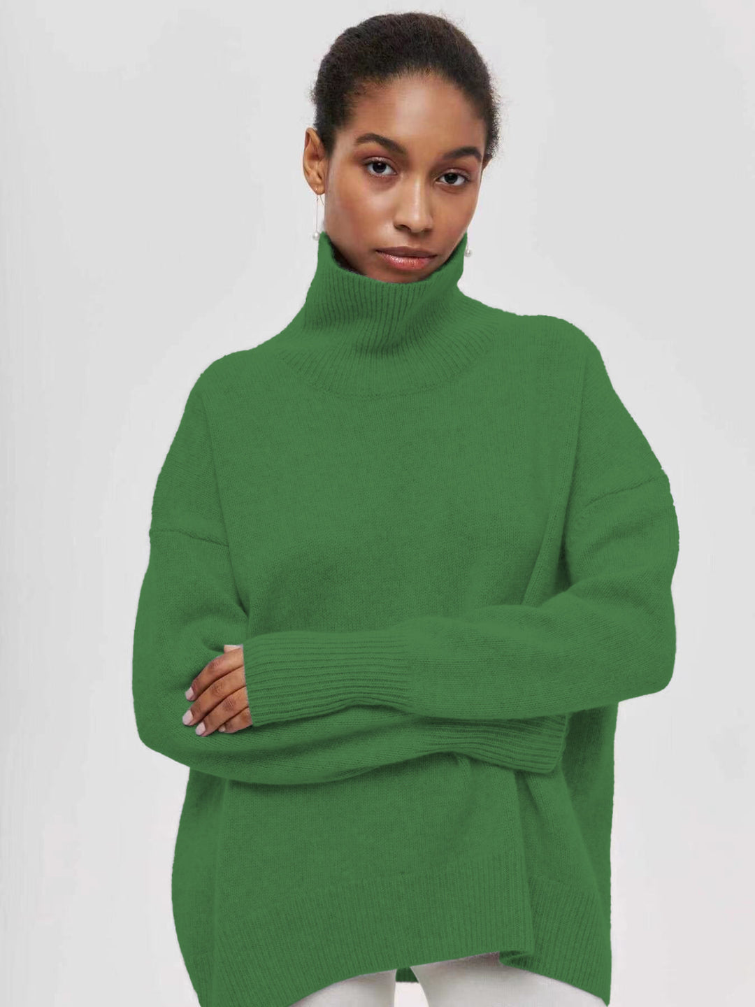 Damen gemütlicher Rollkragenpullover mit Oversized-Schnitt und strukturiertem Material EB