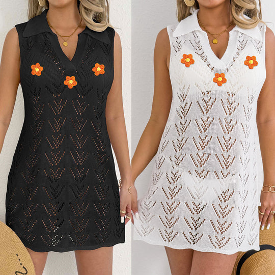 Damen luftige Häkel-Kleid EB