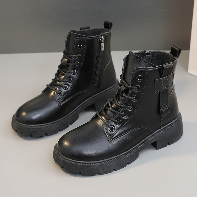 Damen Modische Halbstiefel mit praktischer Schnürung und robustem Reißverschluss EB
