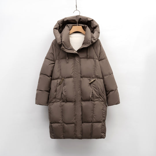 Damen isolierte Winterjacke mit großem Kapuzenkragen und funktionalen Taschen EB