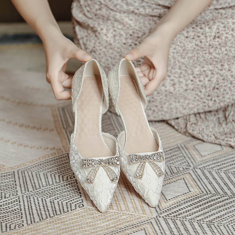 Damen elegante Pumps mit glitzernder Schleifenapplikation EB