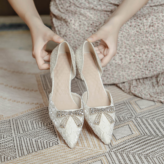 Damen elegante Pumps mit glitzernder Schleifenapplikation EB