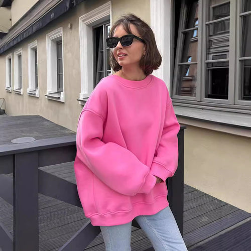 Damen Oversized Sweatshirt im lässigen Stil mit übergroßen Ärmeln und elastischen Bündchen EB