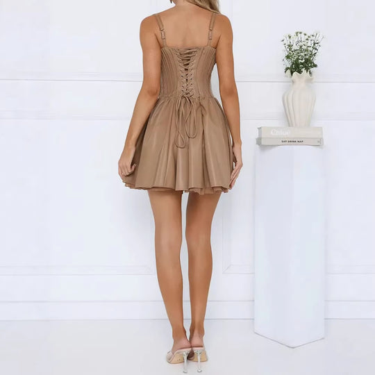 Damen Verspieltes A-Linien Kleid mit Spitzenakzenten EB