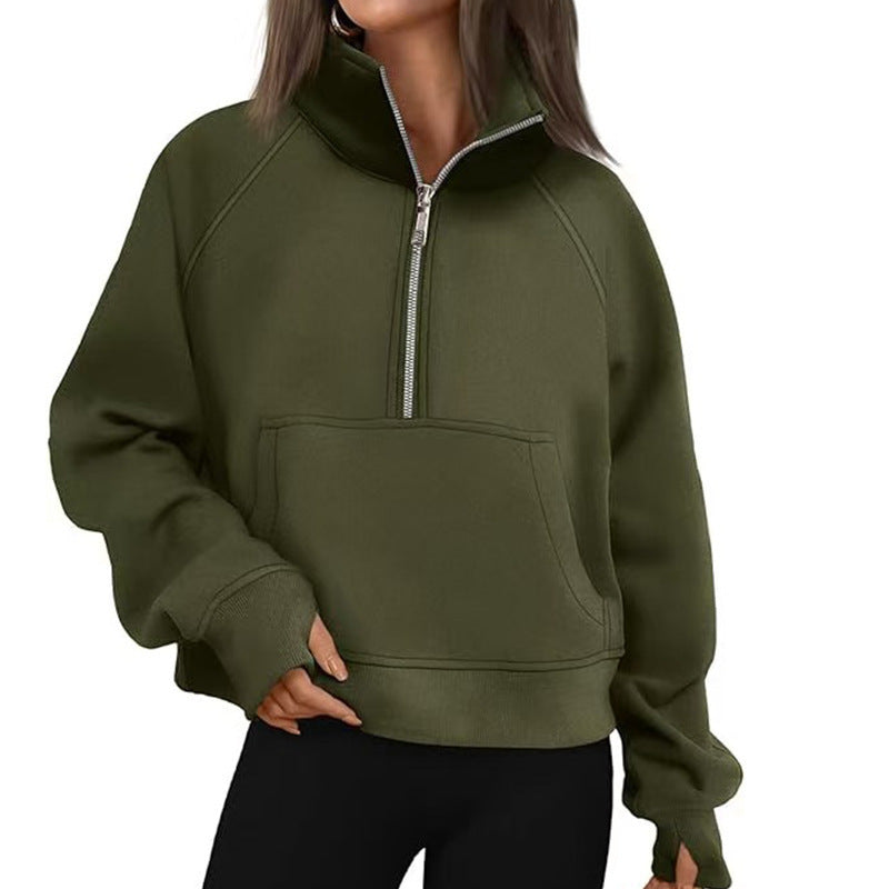 Damen Sportlicher Hoodie mit hohem Kragen EB