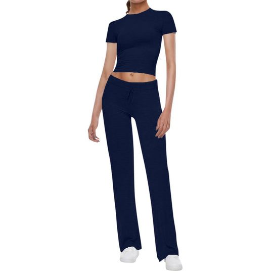 Damen Sportliches Set aus cropped Oberteil und weit geschnittenen Pants EB