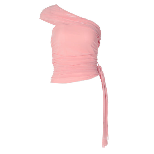 Damen Elegantes Asymmetrisches Top mit Wickeldesign EB