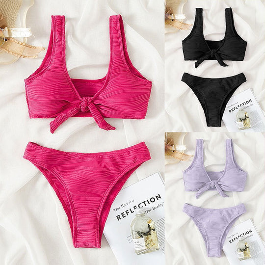 Damen Bikini-Set mit knotbarem Oberteil und hochgeschnittenem Slip EB