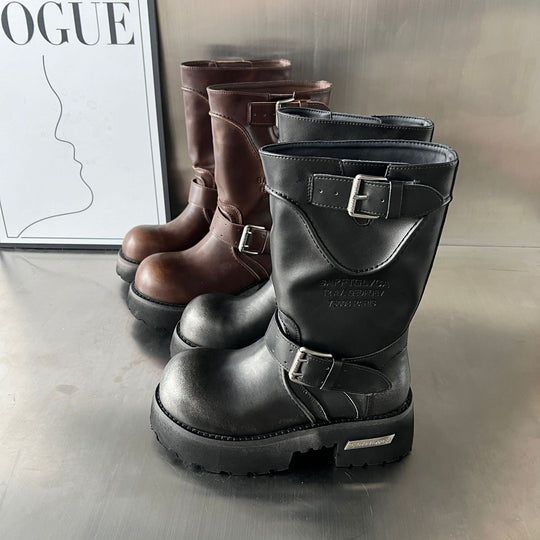 Damen modische Stiefel mit markantem Design und robustem Profil EB