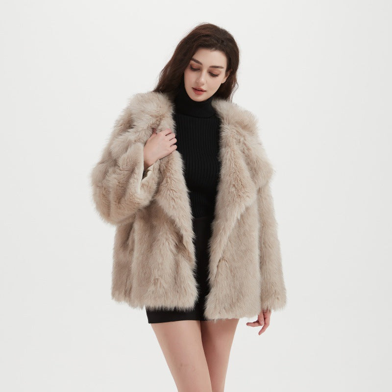 Damen Kuschliger Faux-Fur Mantel EB