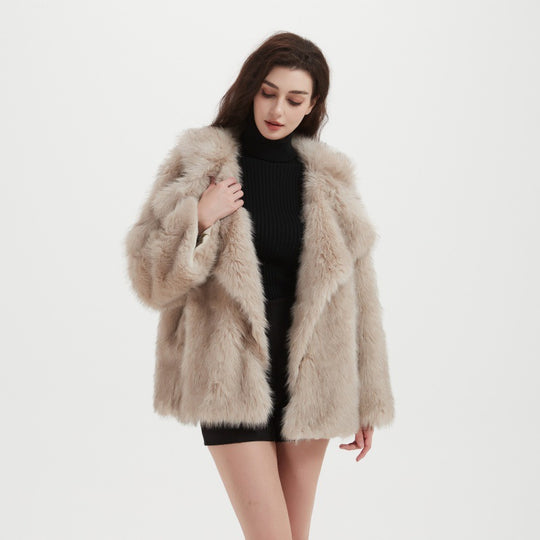 Damen Kuschliger Faux-Fur Mantel EB