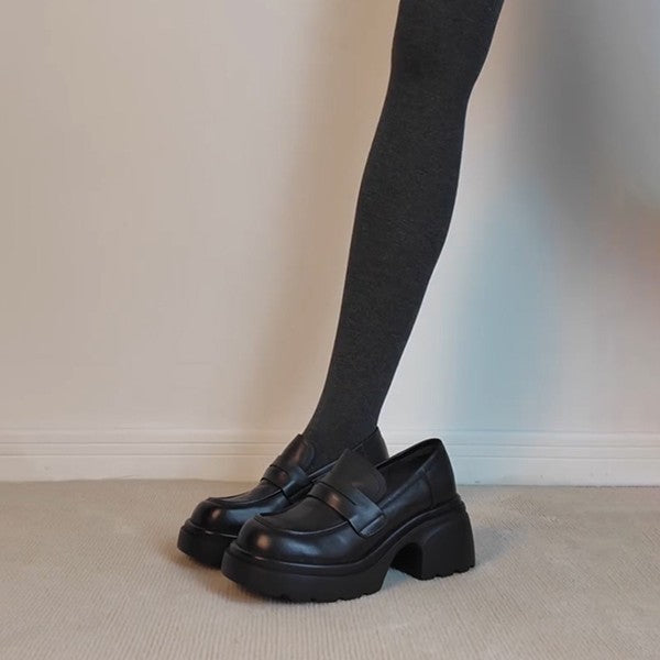 Damen Loafers mit robustem Blockabsatz und eleganter Riemchenverzierung EB