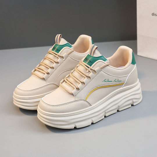 Damen Sportliche Plateau Sneakers mit atmungsaktiver Oberflächenstruktur und dämpfender Laufsohle EB