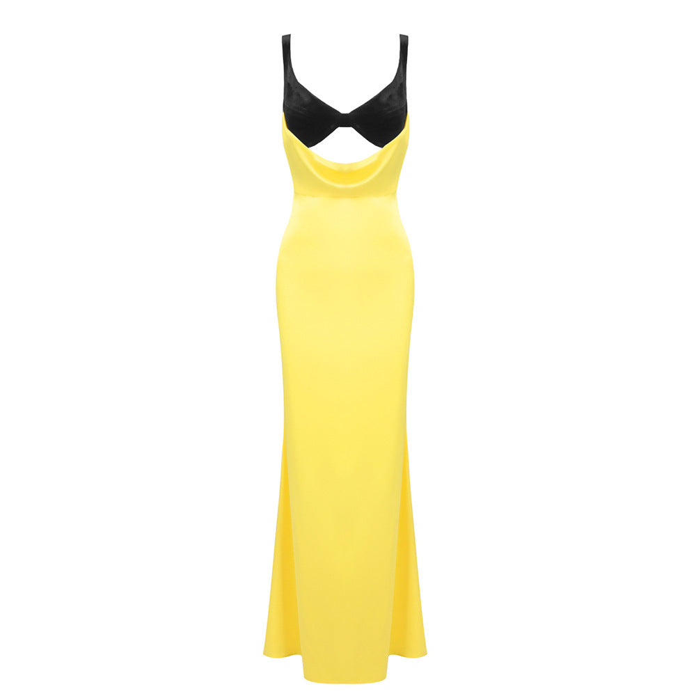 Damen Elegantes langes Kleid mit raffiniertem Bustier-Design und fließendem Rock EB