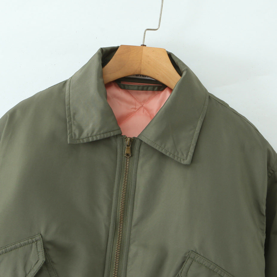 Damen lässige Bomberjacke mit praktischen Taschen EB
