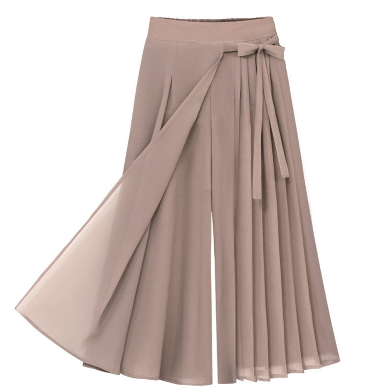 Damen nan asymmetrischer Wickel-Midirock mit teilplissee und Bindeschleife EB