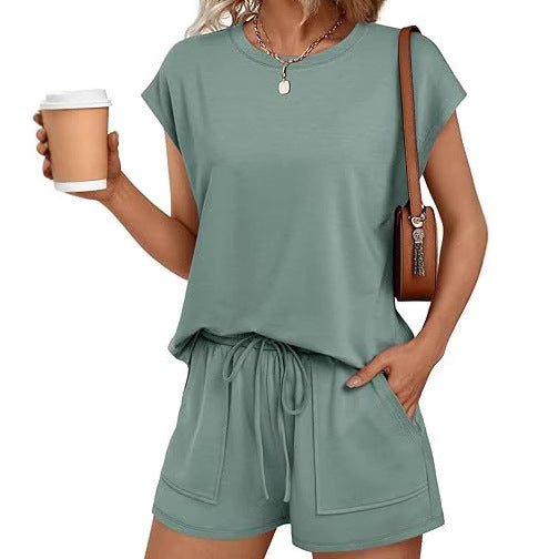Damen bequemes Lounge-Set mit elastischem Bund und Taschen EB