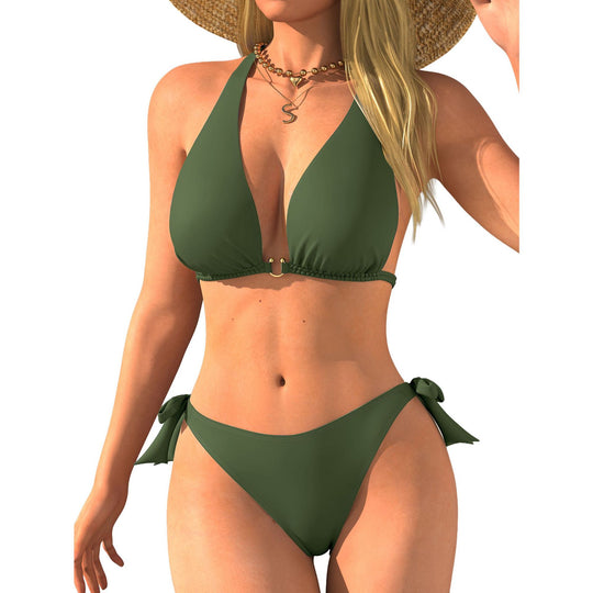 Damen Triangel-Bikini mit Rückenband und sinnlichem V-Ausschnitt EB