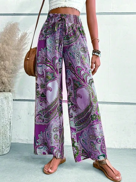 Damen Weite Hosen mit Paisleydruck EB