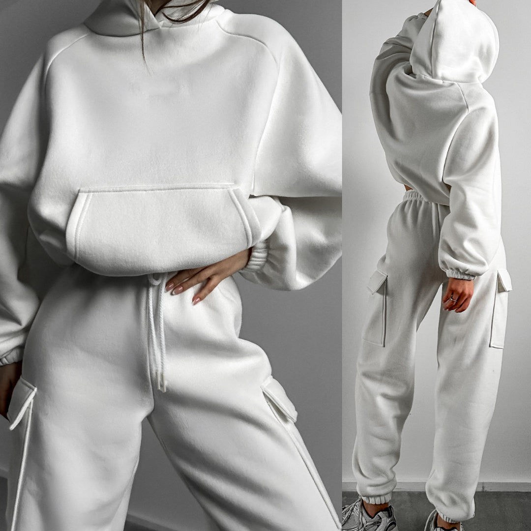 Damen nan oversized Kapuzenpullover-Set mit Cargo-Jogginghose EB