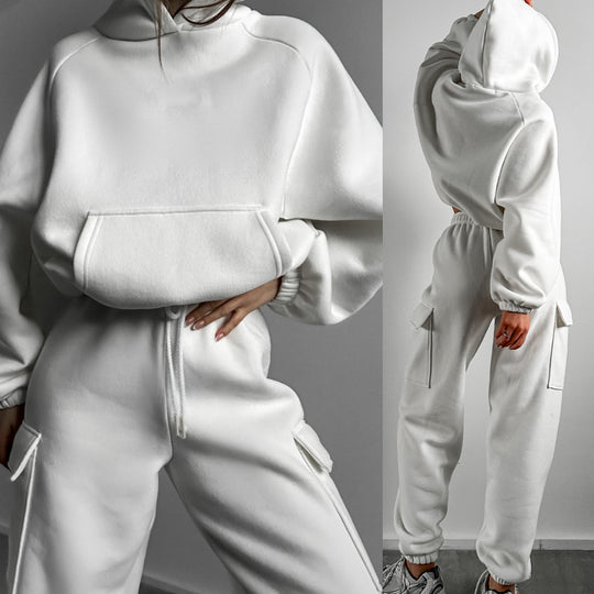 Damen nan oversized Kapuzenpullover-Set mit Cargo-Jogginghose EB