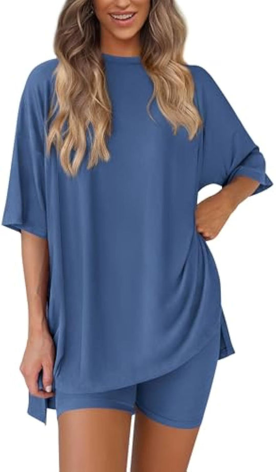 Damen lässiges Sport-T-Shirt mit Shorts im Set EB