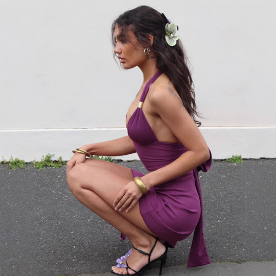 Damen Set aus Crop-Top und asymmetrischem Rock mit Rüschen-EB