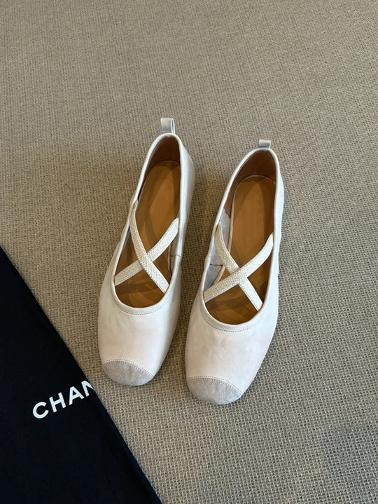 Damen Ballerinas mit elegantem Kreuzband und bequemem Fußbett EB