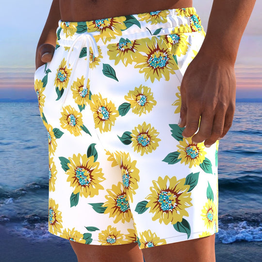 Herren Badeshorts mit modernem Streifen-Design und elastischem Bund EB
