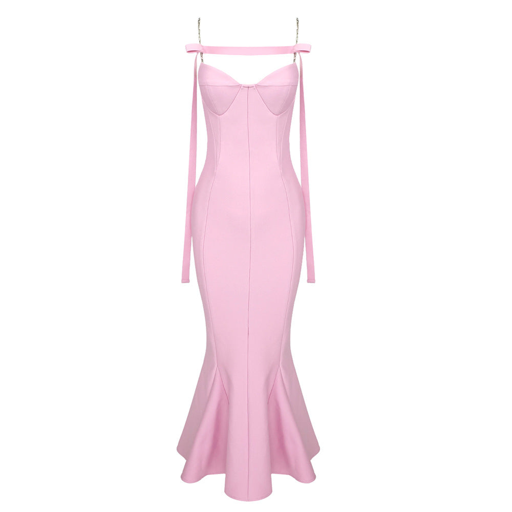 Damen Elegantes Meerjungfrauen-Kleid mit schulterfreier und taillierter Passform EB