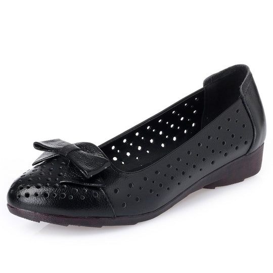 Damen Luftige Ballerinas mit elegantem Schleifen-Detail und atmungsaktiven Perforationen EB